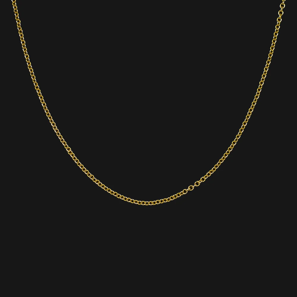 SOLID 14K YELLOW GOLD 18in ROLLO CHAIN 0.5mm DAINTY CLASSIC LADIES NECKLACE THIN