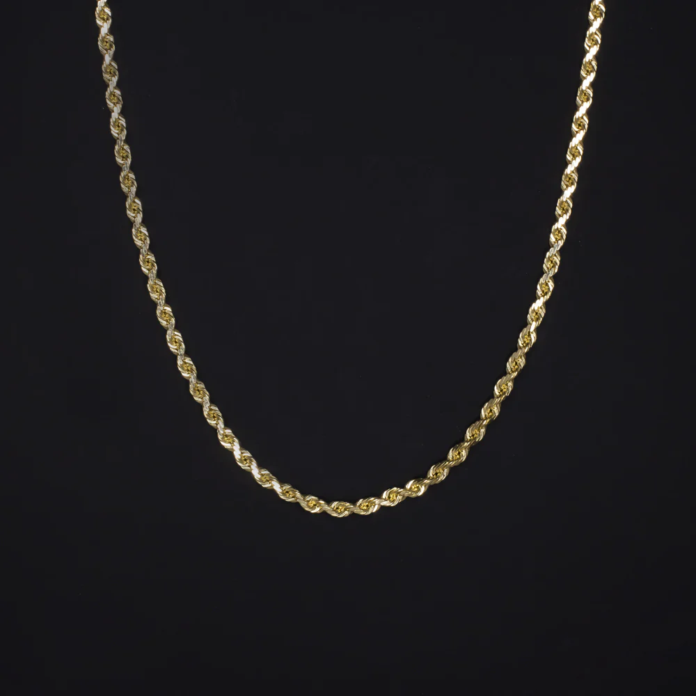 SOLID 14K YELLOW GOLD ROPE CHAIN 24in 1.7mm CLASSIC TWIST MENS LADIES NECKLACE