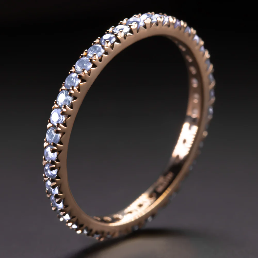 TANZANITE 14K ROSE GOLD ETERNITY RING STACKING WEDDING BAND NATURAL Size 6