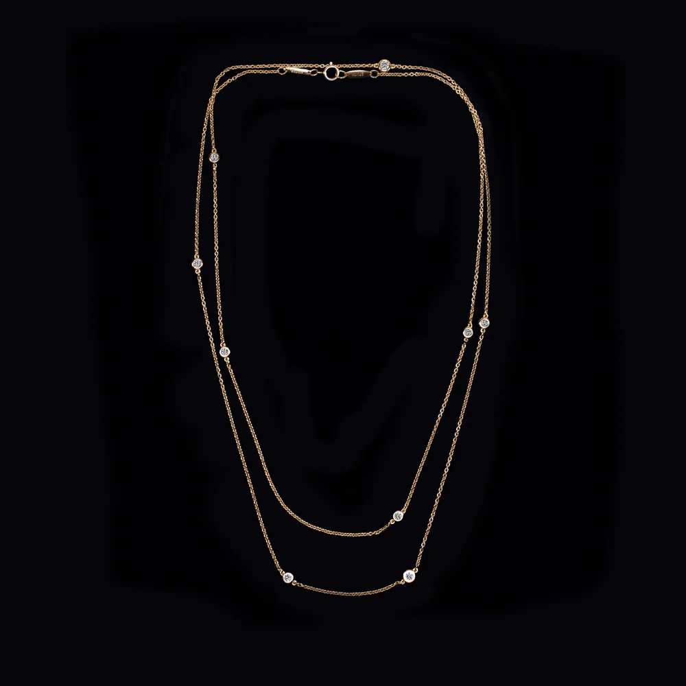 TIFFANY & CO DIAMONDS BY THE YARD SPRINKLE NECKLACE 18k YELLOW GOLD 32in PERETTI - Image 3