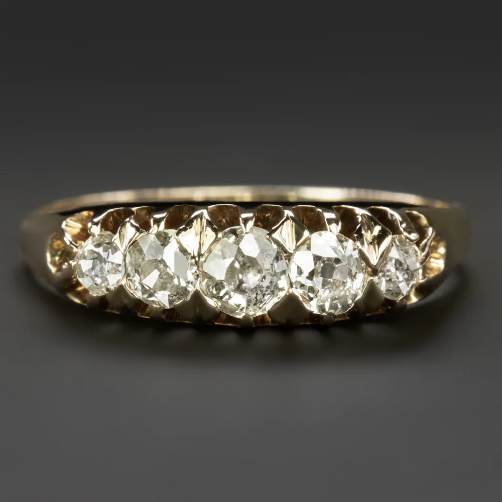 VICTORIAN ANTIQUE DIAMOND RING 0.70ct OLD MINE CUT WEDDING BAND 14k ROSE GOLD