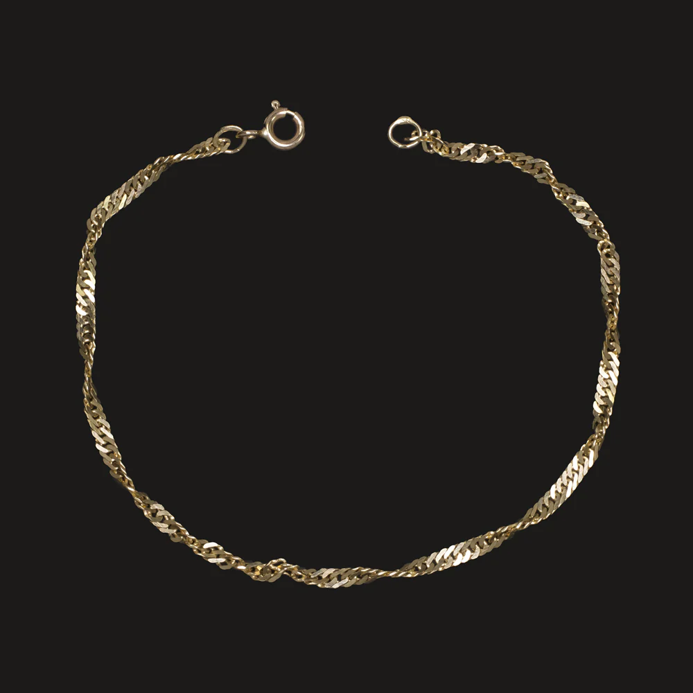 VINTAGE 9K YELLOW GOLD TWIST ROPE CHAIN BRACELET MENS LADIES CLASSIC SIMPLE LINK