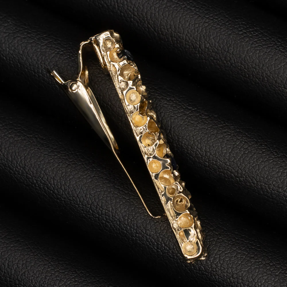 VINTAGE CARTIER TIE BAR SAPPHIRE 11.5gm 14k YELLOW GOLD NUGGET MONEY CLIP 70s - Image 2