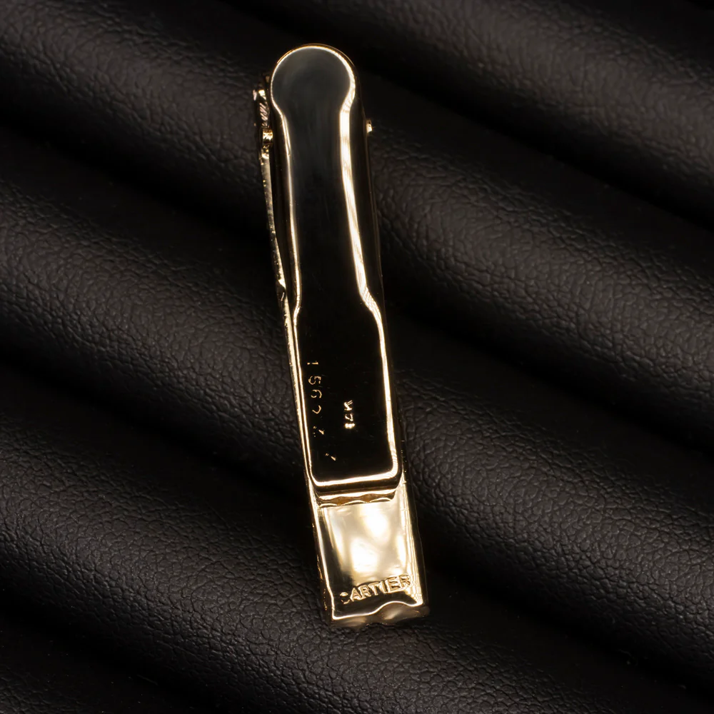 VINTAGE CARTIER TIE BAR SAPPHIRE 11.5gm 14k YELLOW GOLD NUGGET MONEY CLIP 70s - Image 3