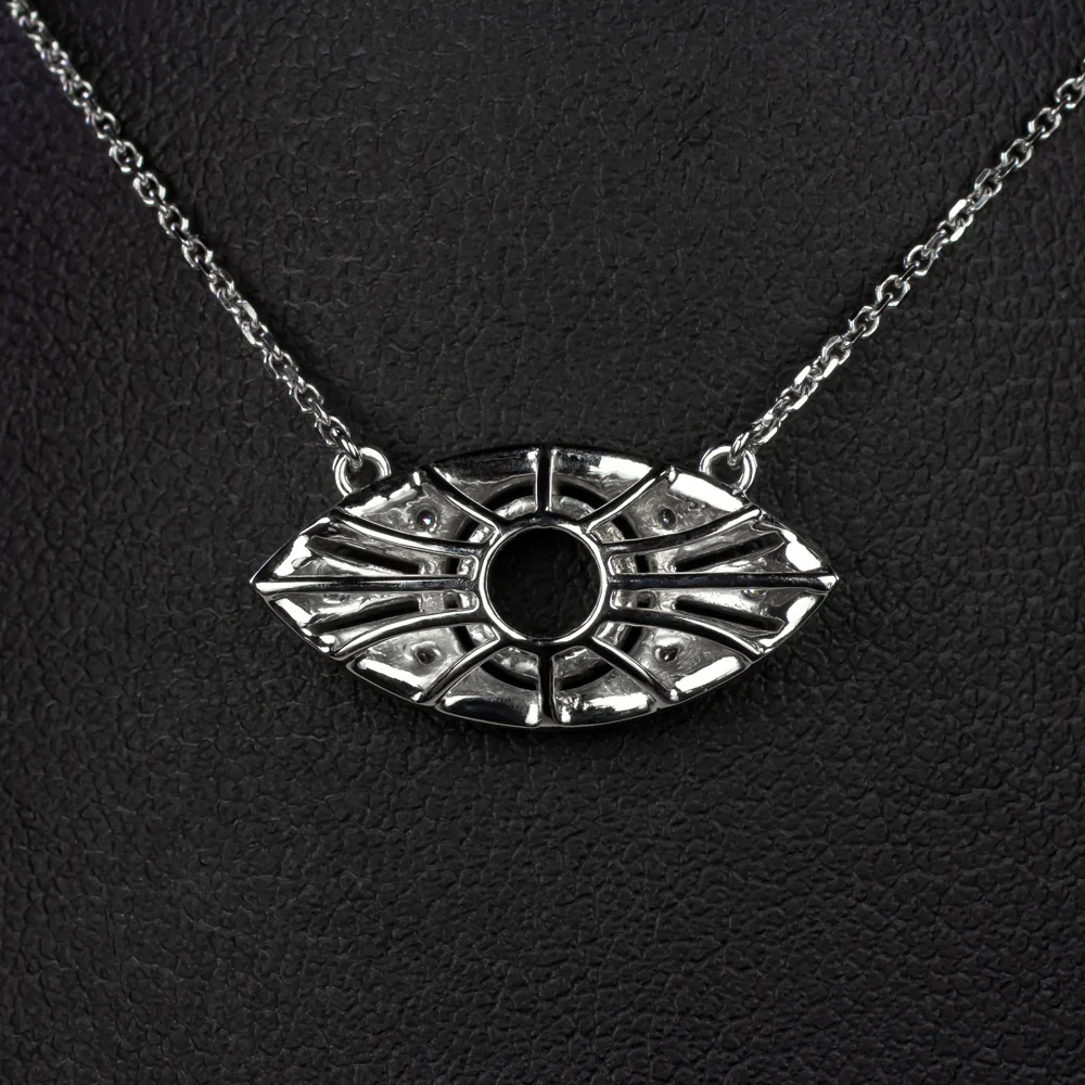 VINTAGE STYLE DIAMOND PENDANT SEMI MOUNT SETTING ART DECO STYLE NECKLACE ROUND - Image 3