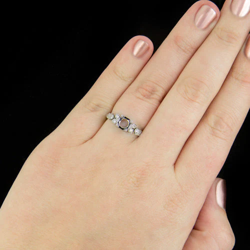 VINTAGE STYLE DIAMOND 14K ENGAGEMENT RING SETTING ART DECO ROUND CUSHION 6.5mm - Image 4