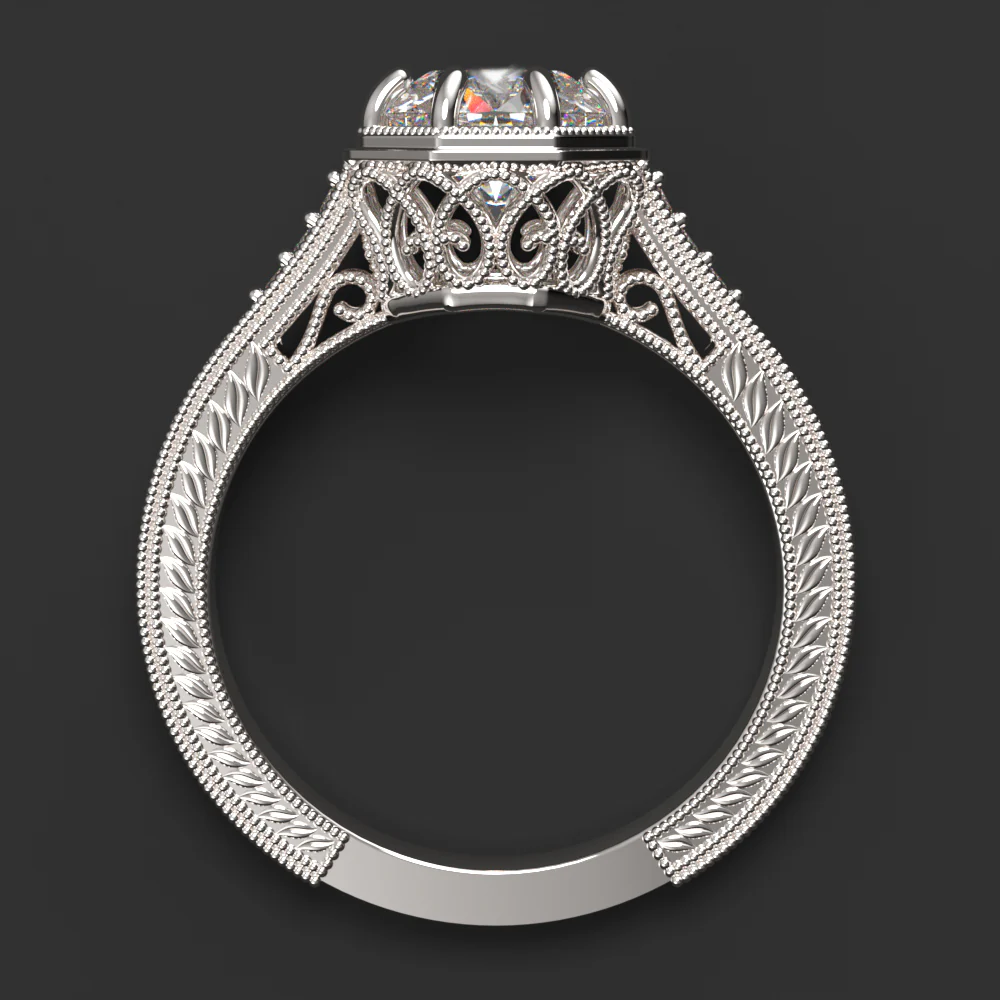VINTAGE STYLE DIAMOND ENGAGEMENT RING 1.70ct GIA CERTIFIED EXCELLENT CUT ROUND - Image 3