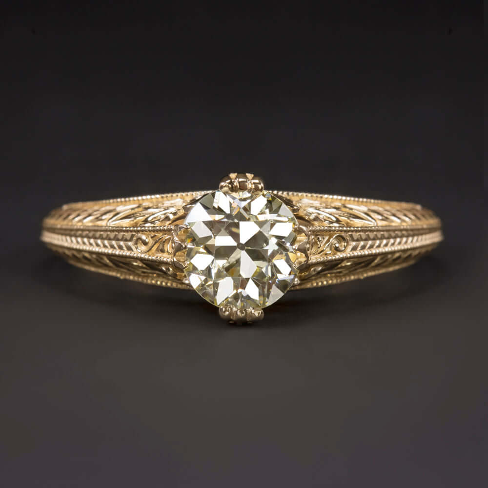 VINTAGE STYLE ENGAGEMENT RING MOUNT SETTING ROUND CUSHION FLORAL 14K 5.5mm - 6mm - Image 4
