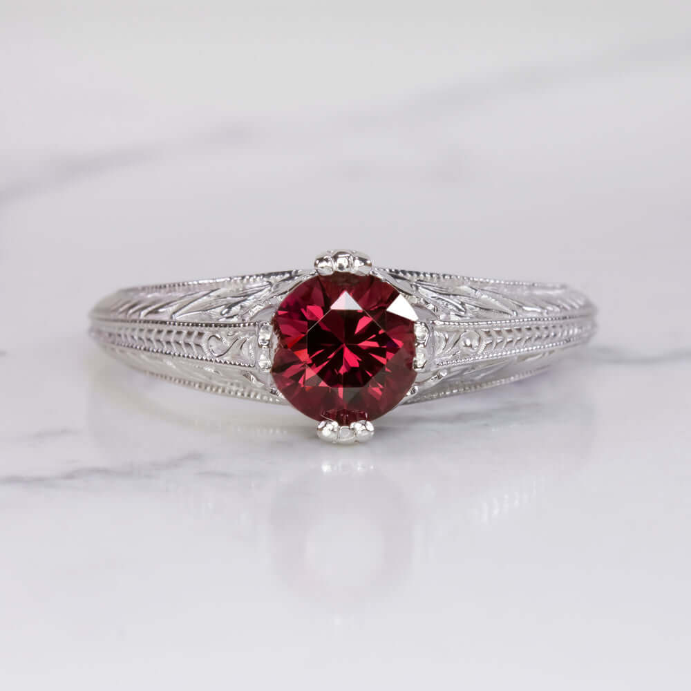 VINTAGE STYLE ENGAGEMENT RING MOUNT SETTING ROUND CUSHION FLORAL 14K 5.5mm - 6mm - Image 5